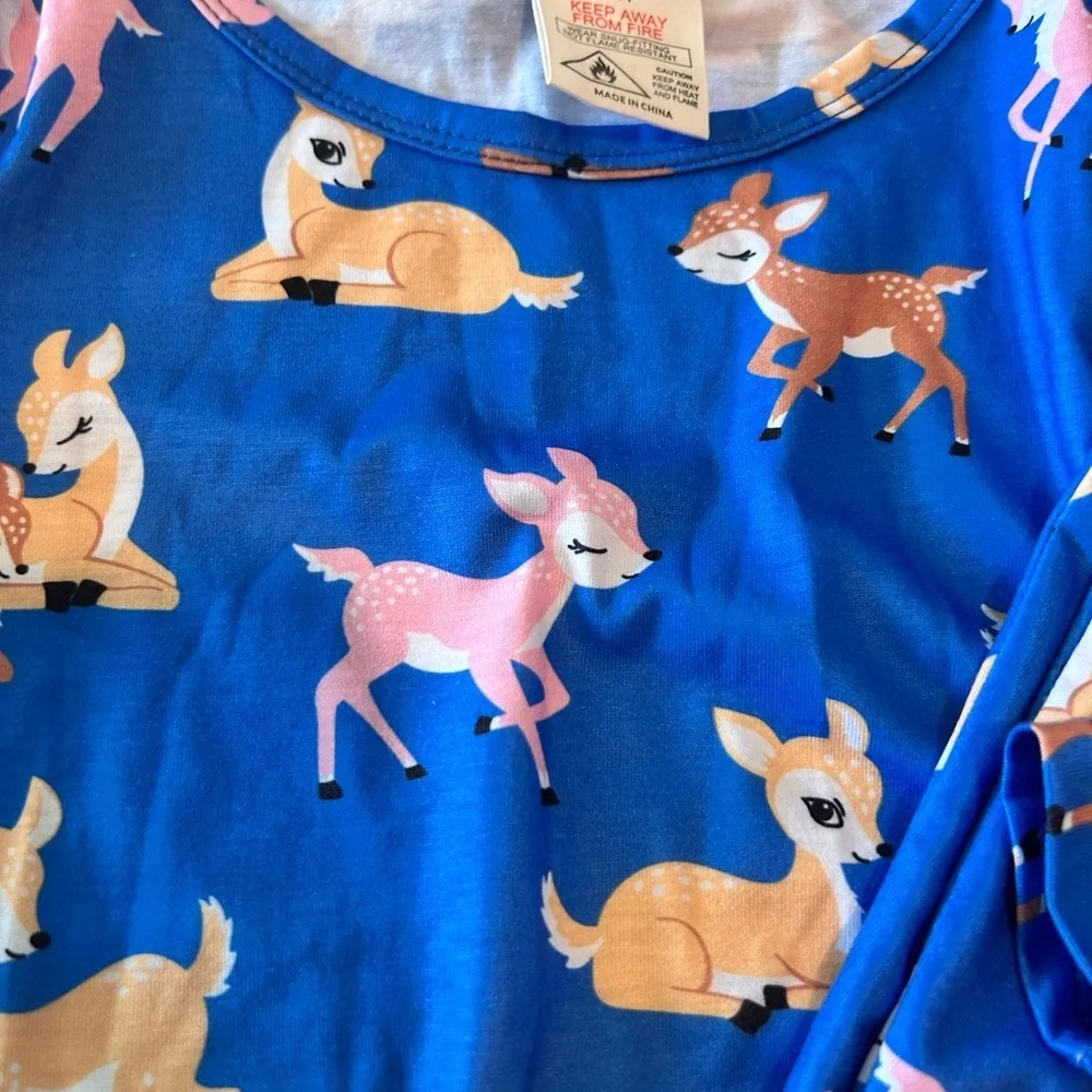 My Fav Deer Print Blue Pajama Set